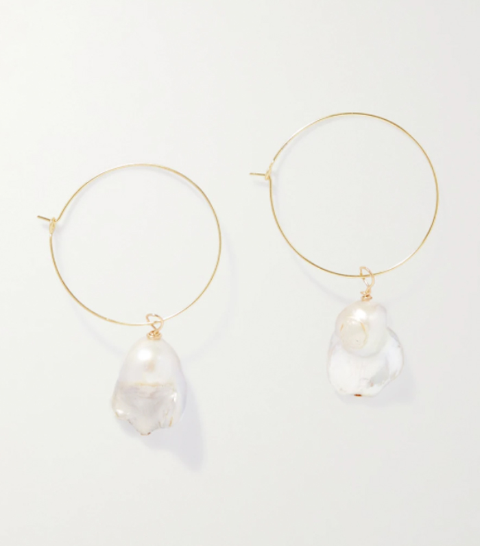 Pearl Octopussy Gold-Plated Pearl Hoop Earrings