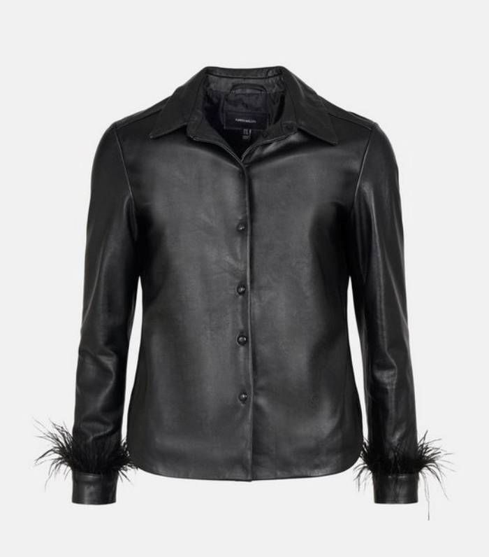 Karen Millen Leather Feather Cuff Shirt