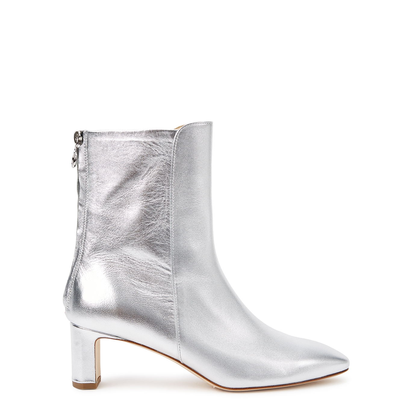 Aeyde Donna 55 Silver Leather Ankle Boots