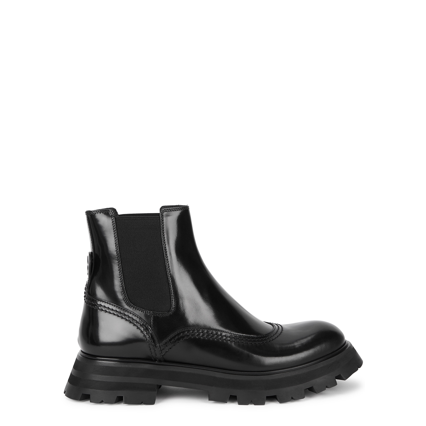Alexander McQueen Wander Black Glossed Leather Chelsea Boots