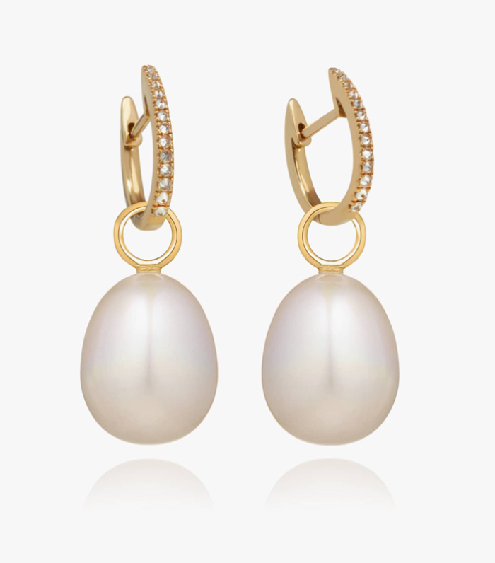 Annoushka 18ct Gold Brown Diamond Baroque Pearl Earrings