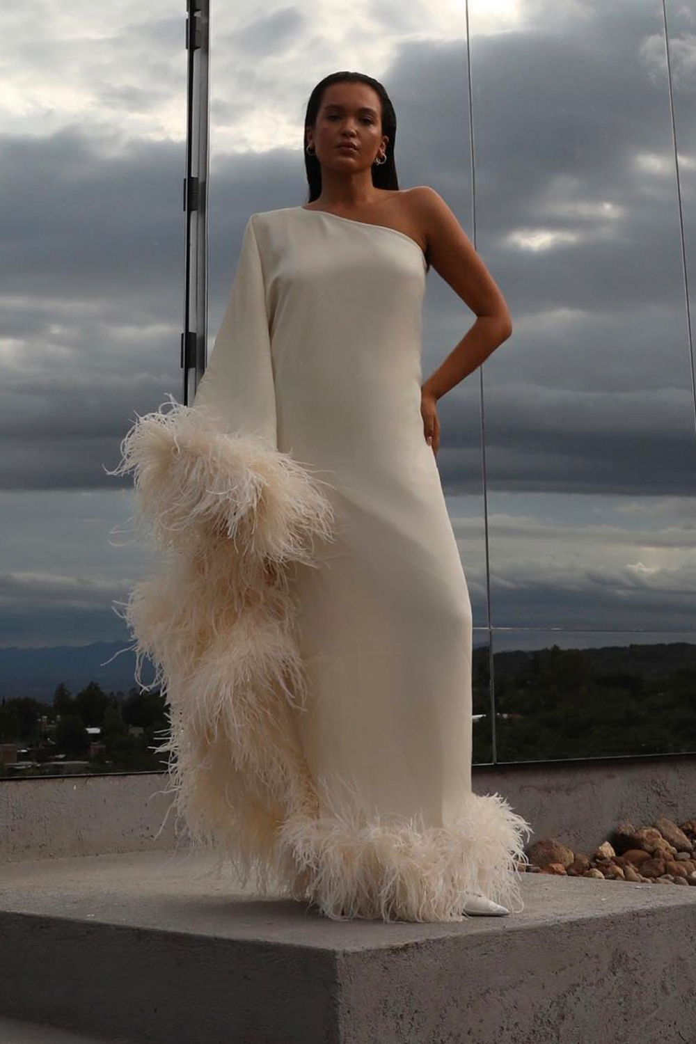 taller marmo feather dress