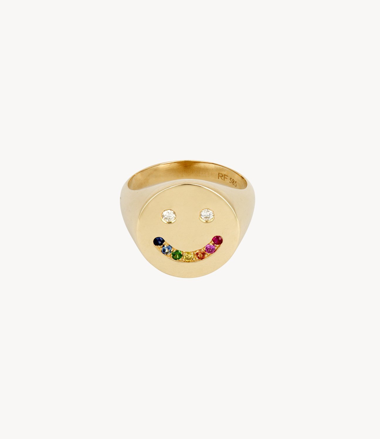 Roxanne First Rainbow Smiley Signet Ring
