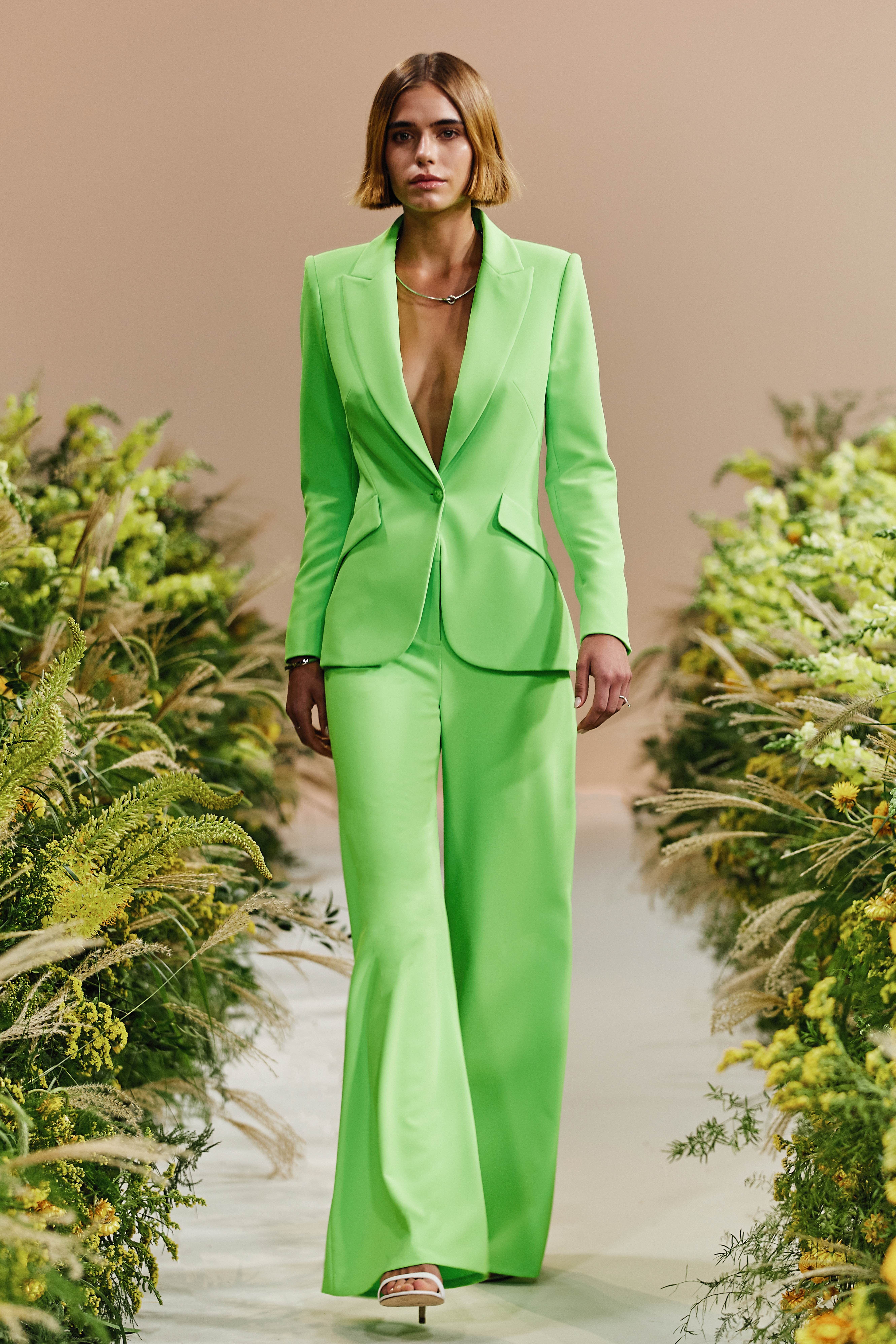 Spring/Summer 2022 Colour Trends: L’Agence debuts a green suit on the runway