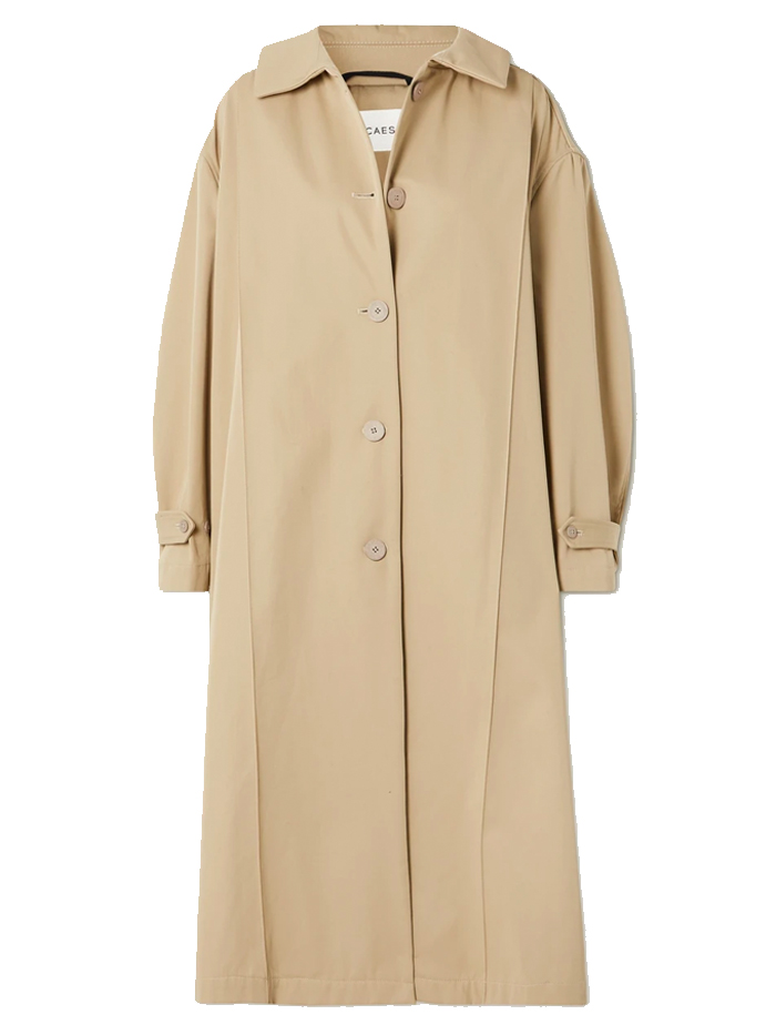 Caes Pleated Cotton Trench Coat