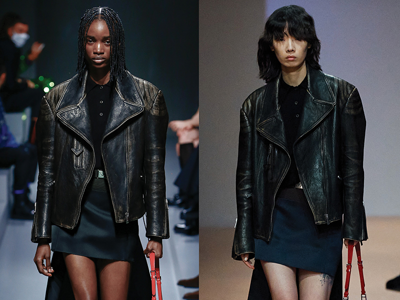 Leather jacket trend at Prada