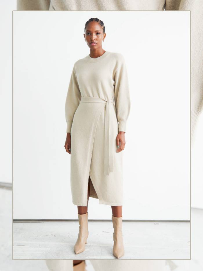 & Other Stories Knitted Midi Wrap Dress