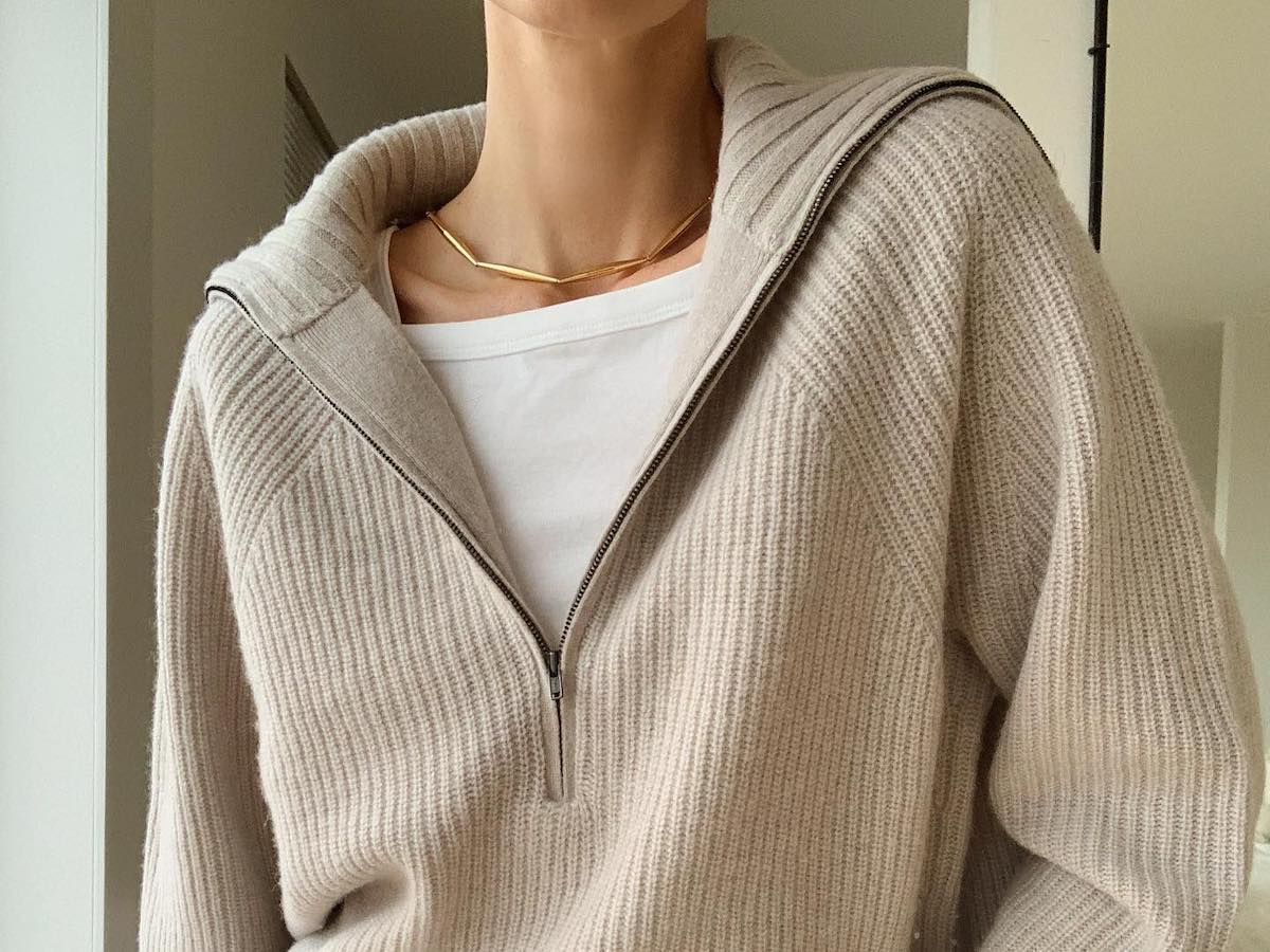 Anouk Yve Spring Outfit Idea Stylish Amazon Basics Half Zip Pullover Sweater