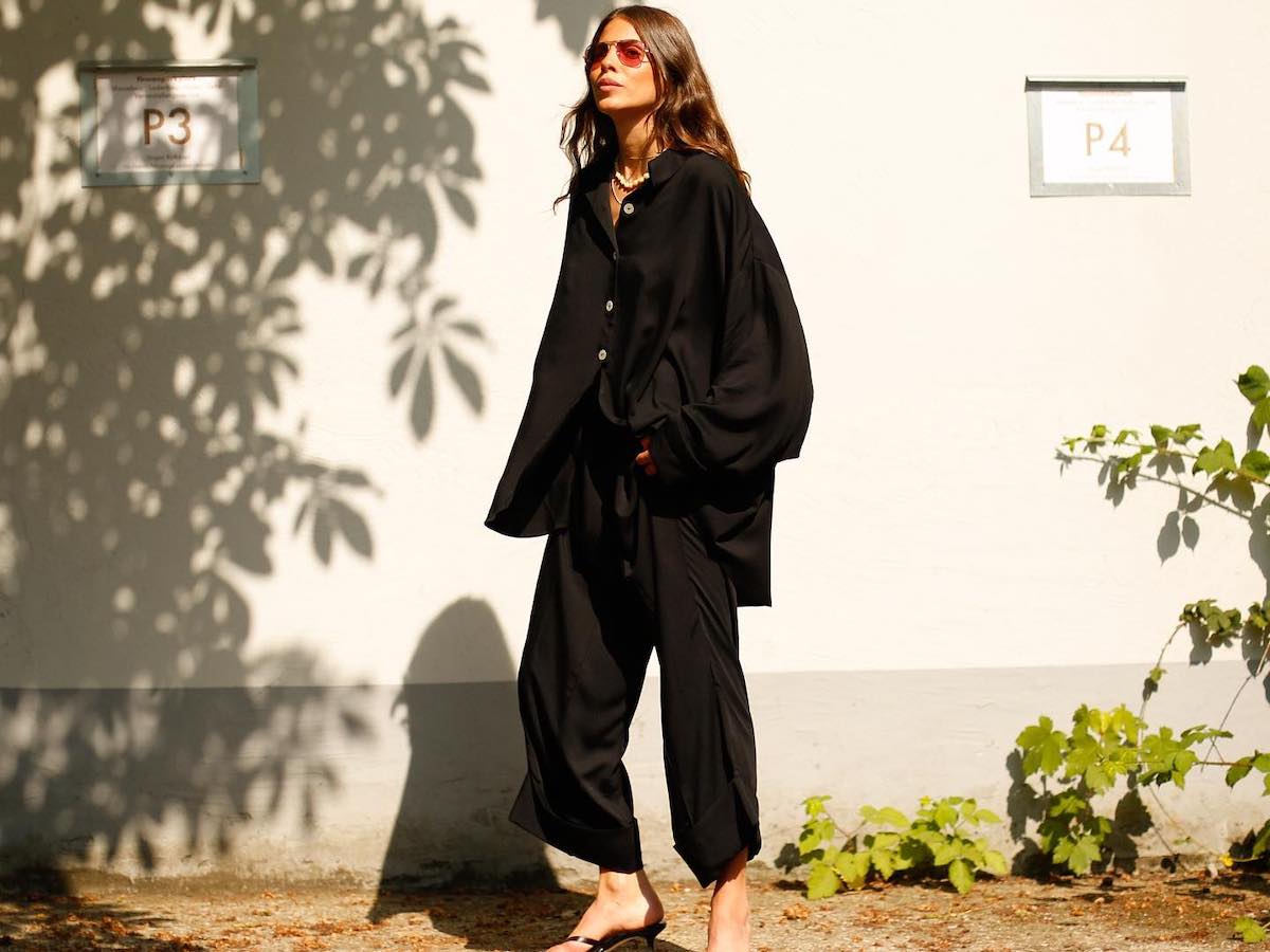 Influencer Maja Wyh Flowy Spring Clothing All Black Outfit