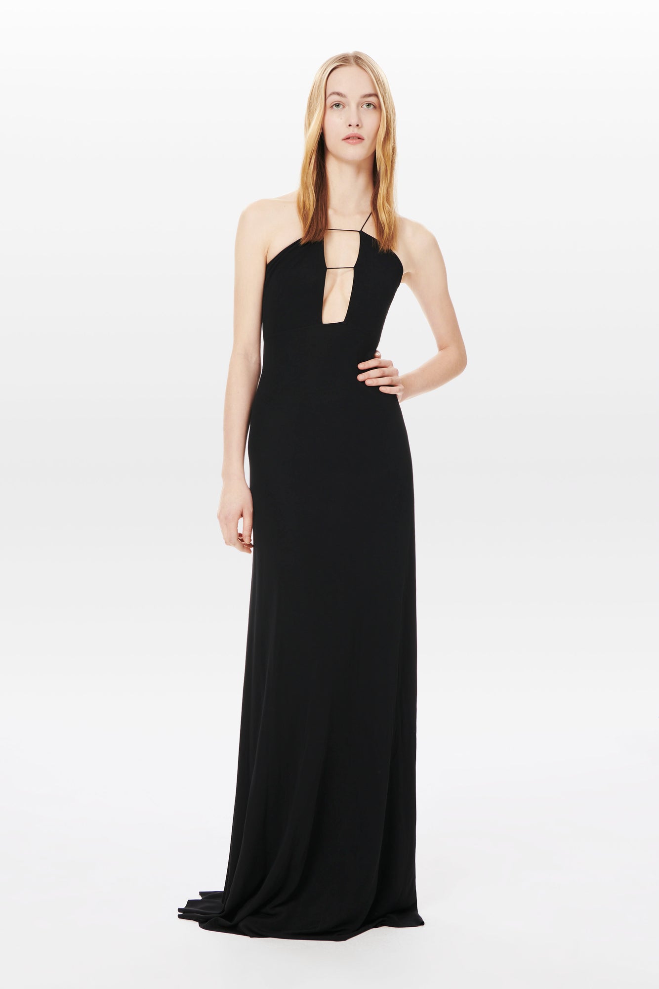 Victoria Beckham Halter Floor-Length Dress in Black