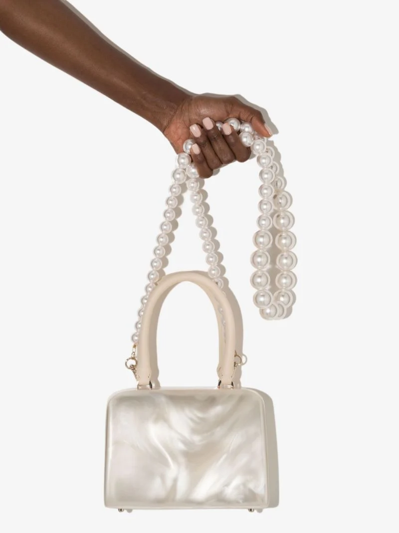 Simone Rocha Neutral Mini Handheld Pearl Strap Cross Body Bag