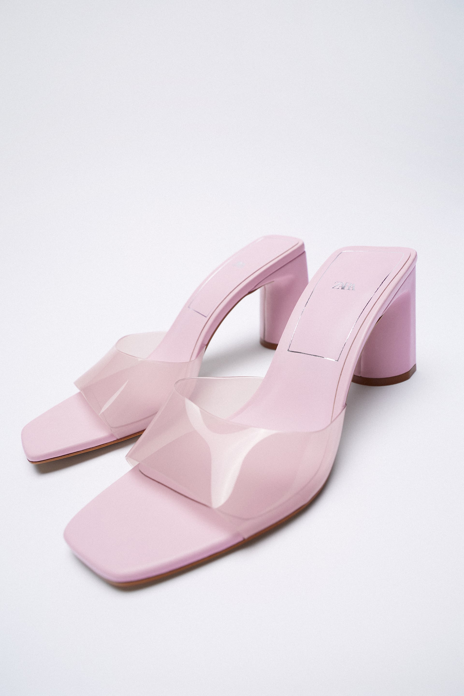 Zara Wide Heeled Vinyl Sandals