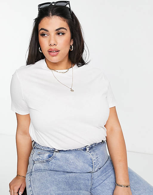 ASOS Curve Ultimate T-Shirt With Crew Neck in Organic Cotton Blend in White