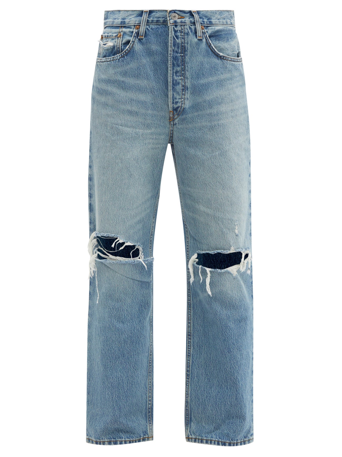 Re/Done 90s Distressed Organic Straight-Leg Jeans