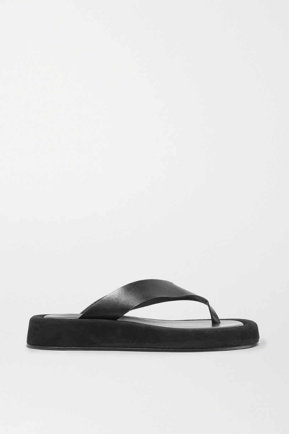 The Row Ginza Leather and Suede Platform Flip Flops