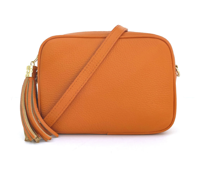 Apatchy Orange Leather Crossbody Bag