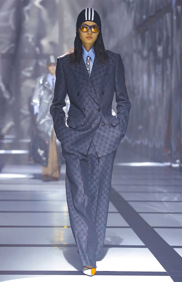 autumn winter 2022 fashion trends: suit at Gucci