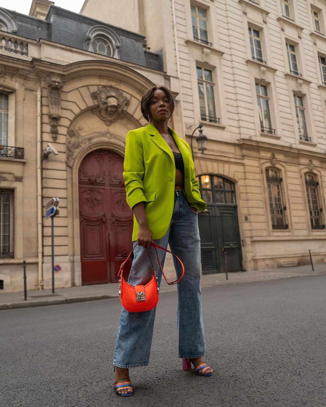 Bright Blazer and Jeans Outfits: @cocobassey wears a lime blazer