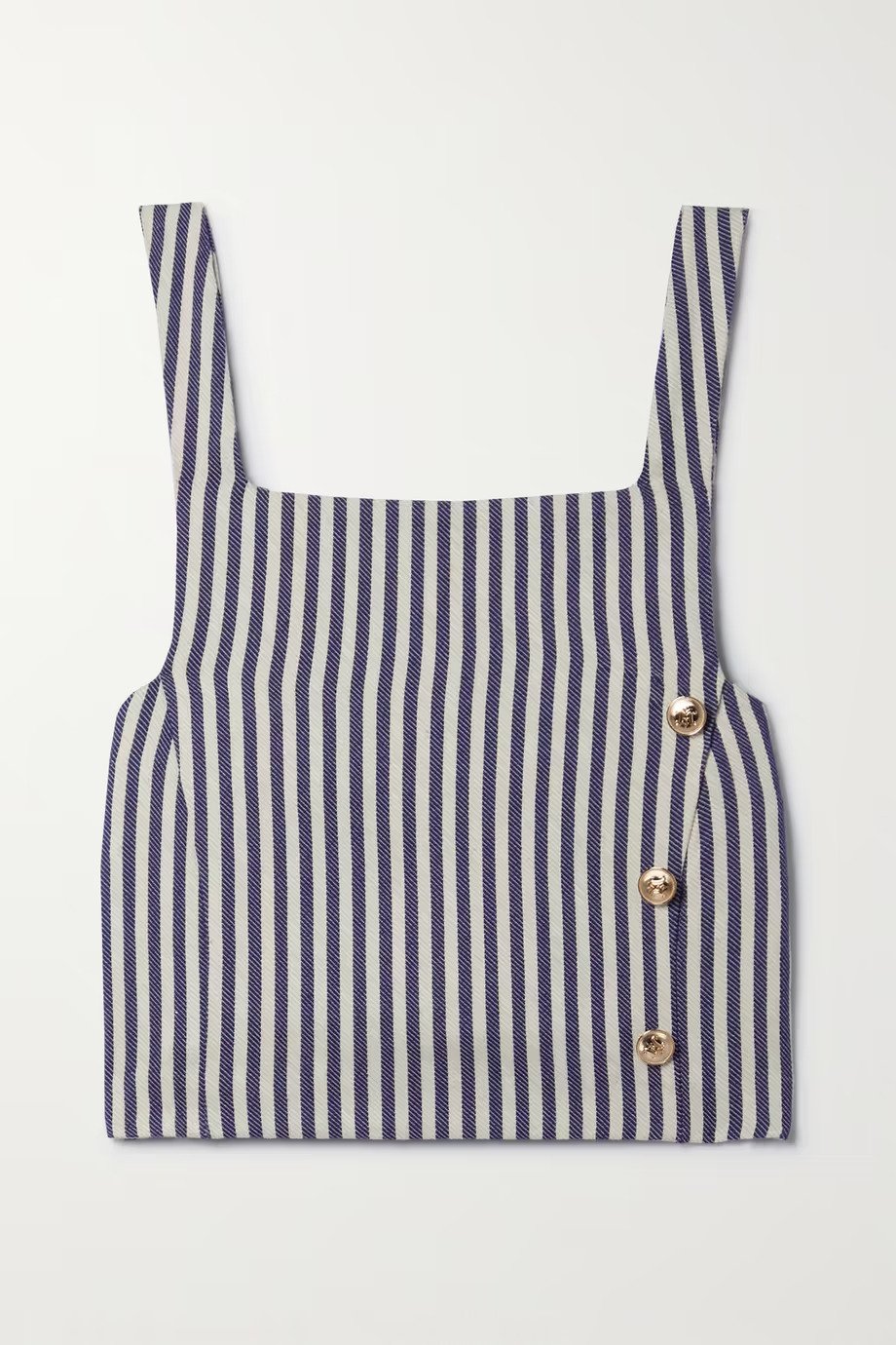 Miguelina Evelyn Cropped Striped Cotton-Twill Tank