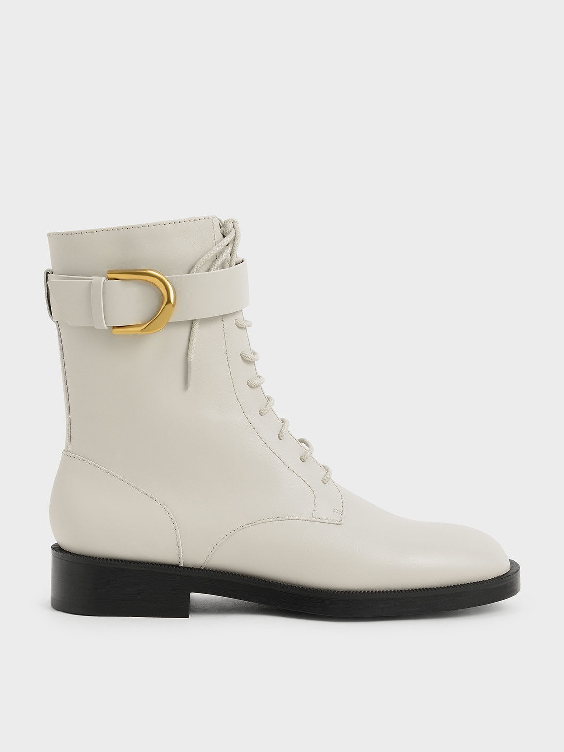 Charles & Keith Gabine Buckled Leather Ankle Boots​