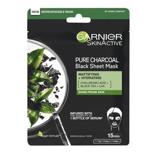 Garnier Pure Charcoal and Black Tea Purifying and Hydrating Sheet Mask