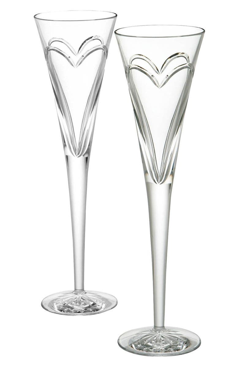 Waterford Wishes Love & Romance Lead Crystal Champagne Flutes