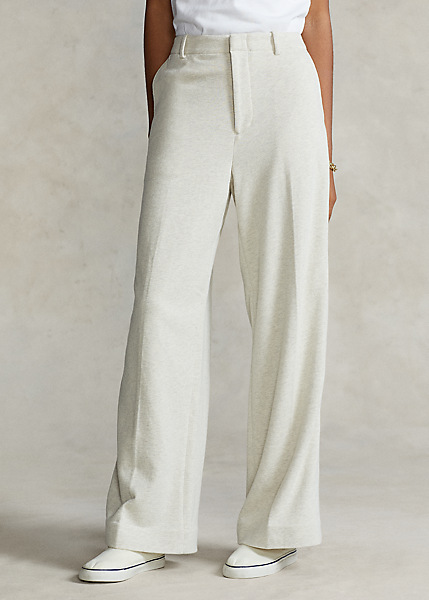 Ralph Lauren Cotton French Terry Wide-Leg Ankle Trouser