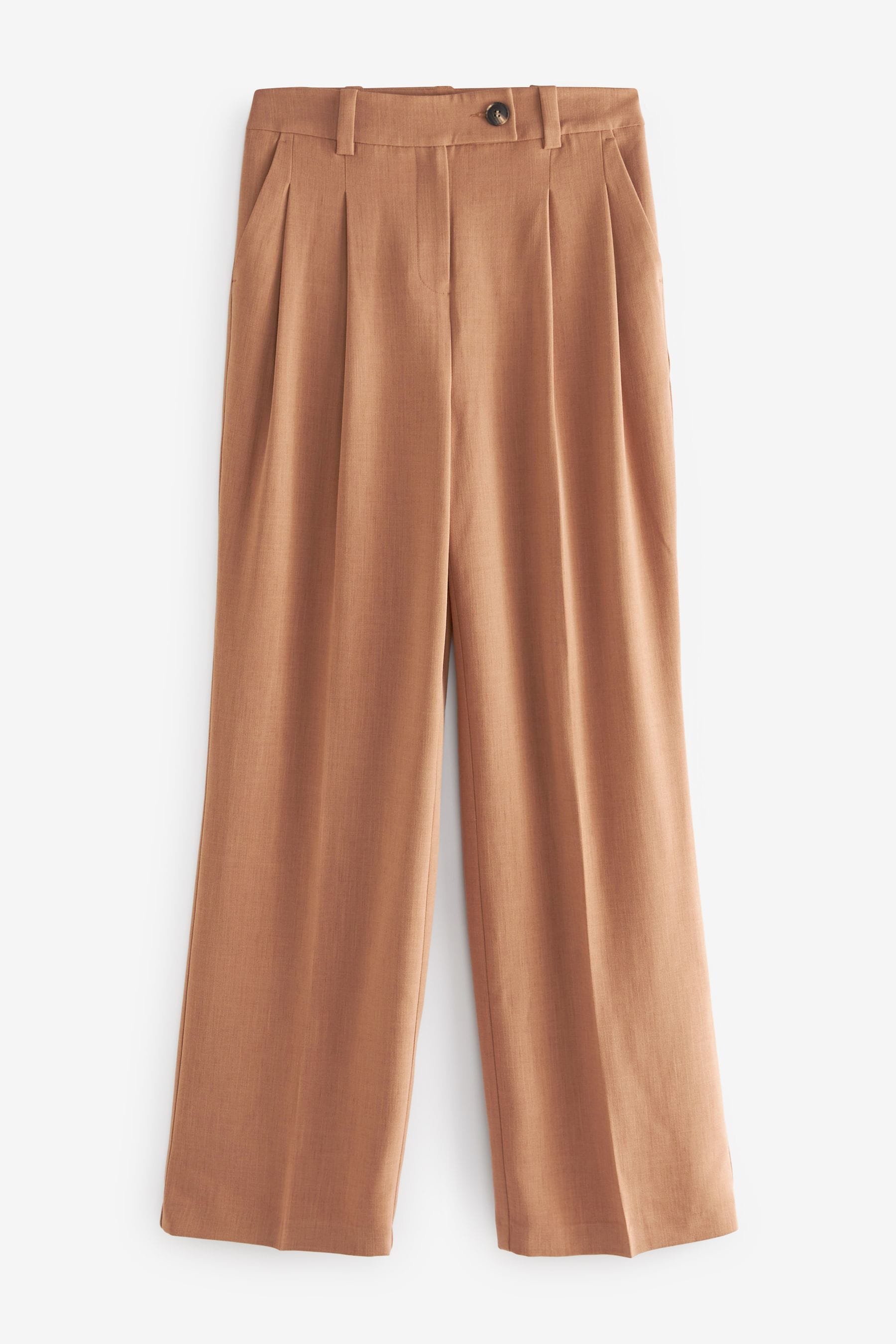 Next Camel Natural Pleated Front Wide Leg Trousers