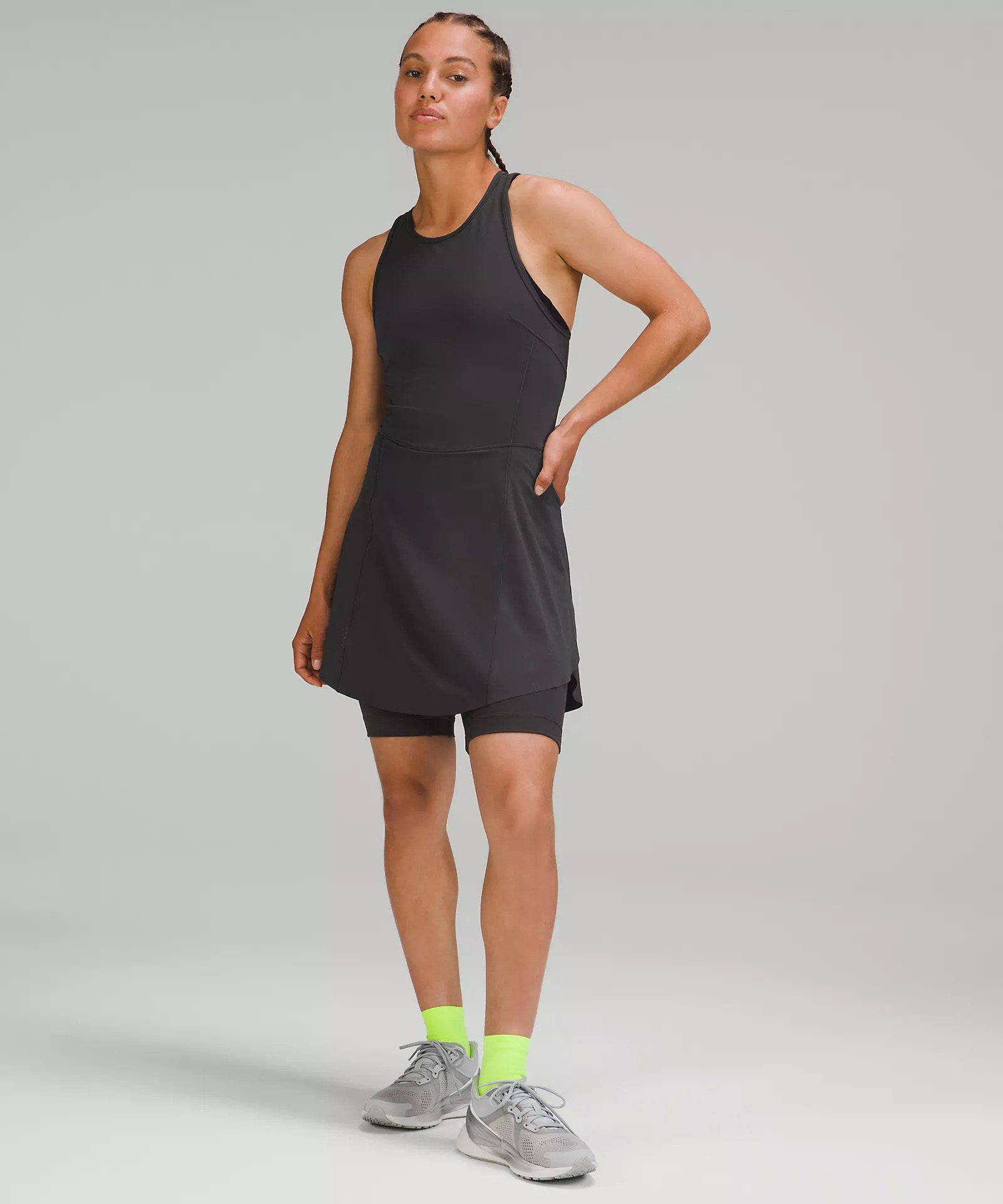 ONVIEW Women's Workout Dress Built in Shorts with 4 Pockets Sleeveless Racerback Tennis Dresses for Sport Sportwear 