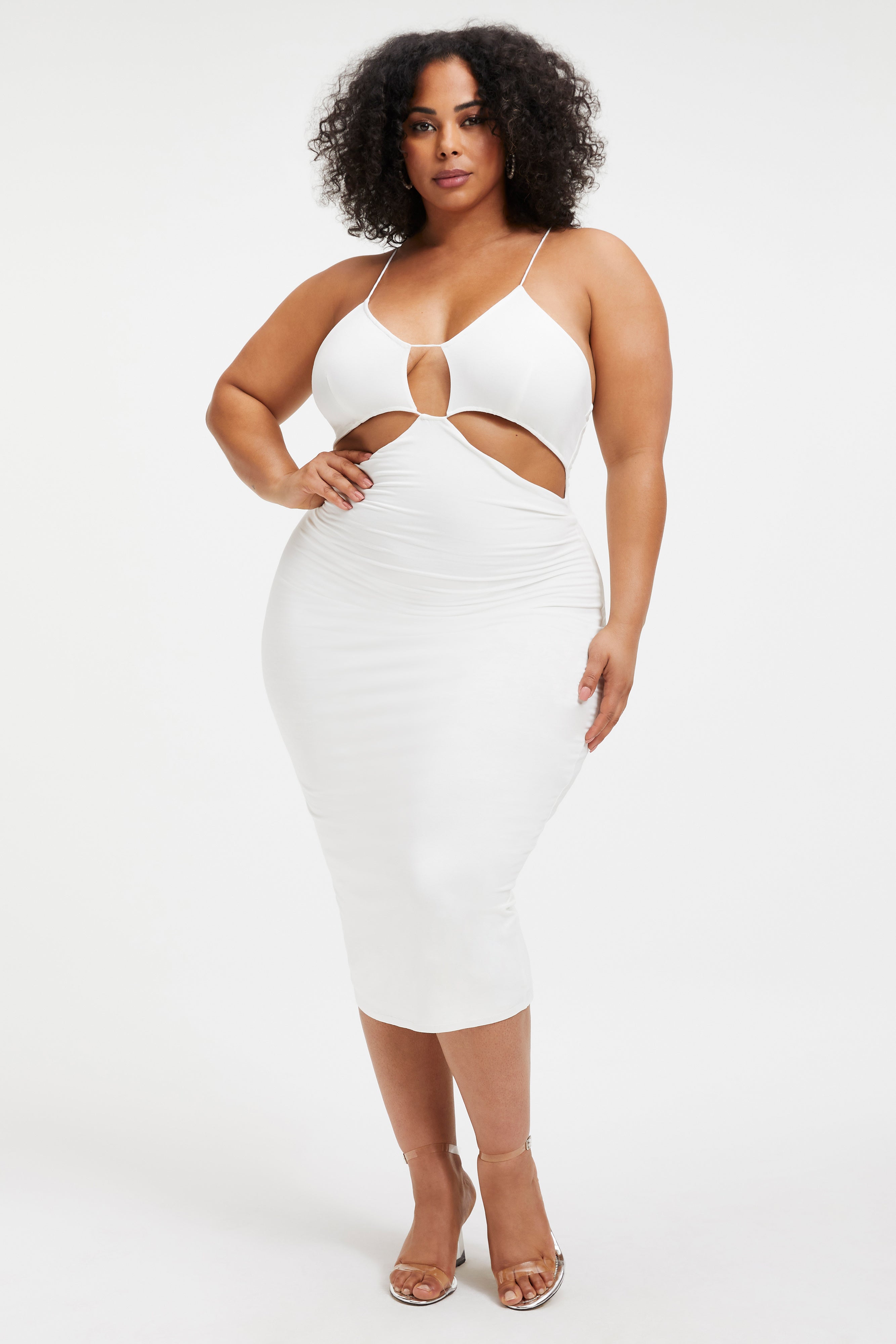 Good American Good Touch Cut Bra Dress in Ivory001