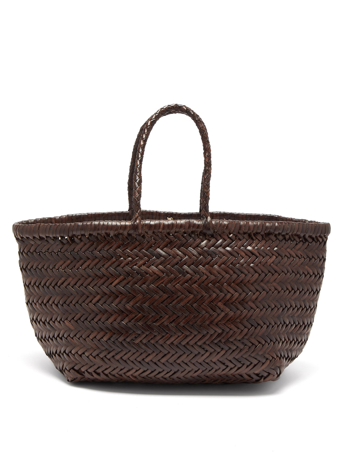 Dragon Diffusion Triple Jump Small Woven-Leather Basket Bag