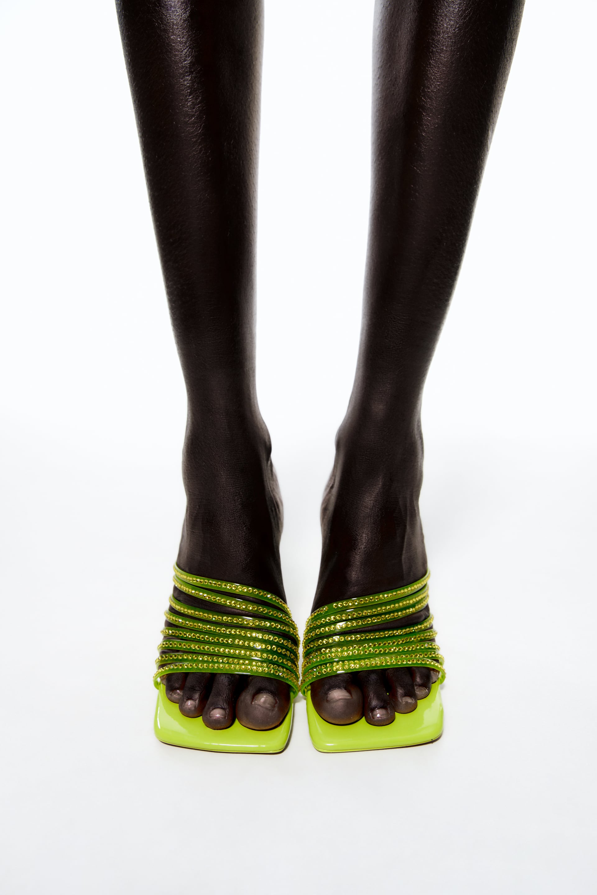 Zara Rhinestone Vinyl High Heel Sandals