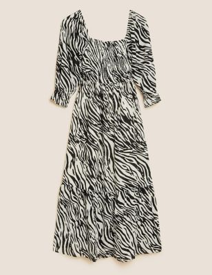 Marks and Spencer Pure Cotton Zebra Print Midaxi Dress