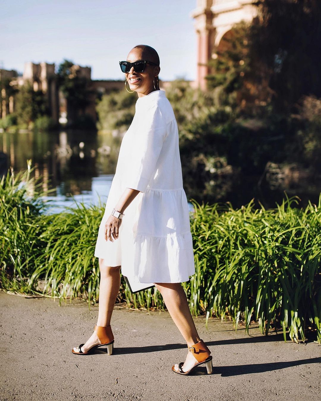 Best Ageless Basics: @kimair wears a white dress