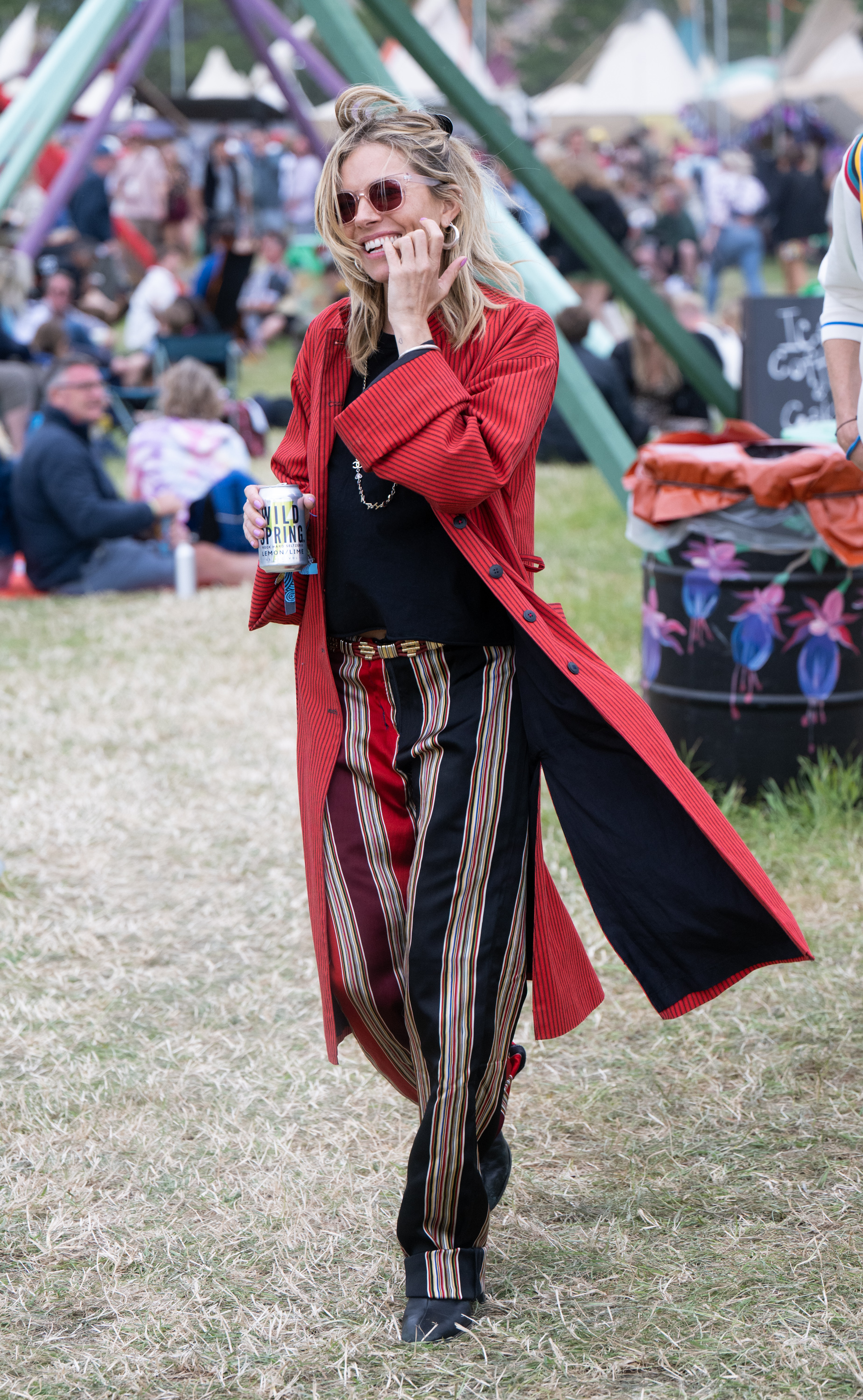 Sienna Miller at Glastonbury 2022: striped trousers