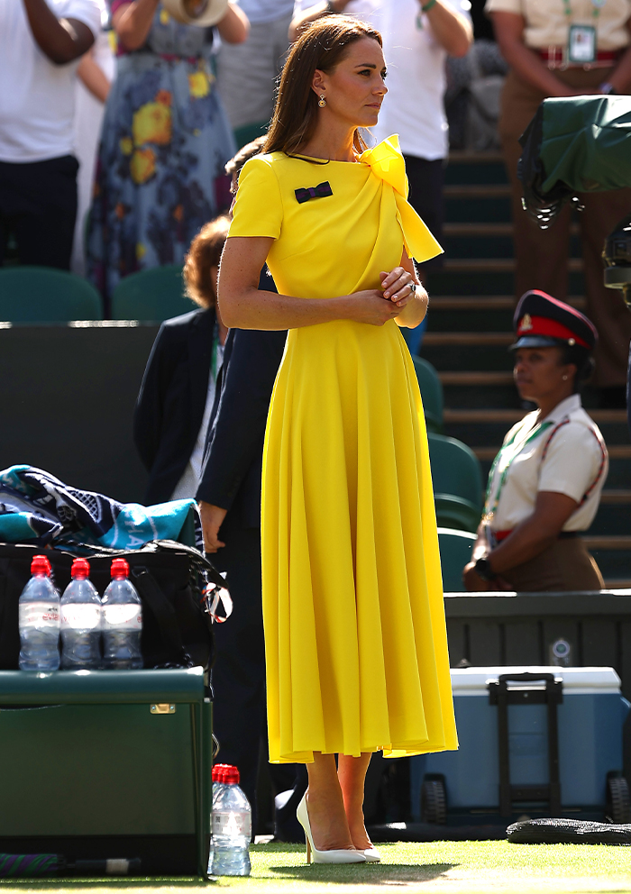 Kate Middleton wearing a yellow Roksanda dress at Wimbledon