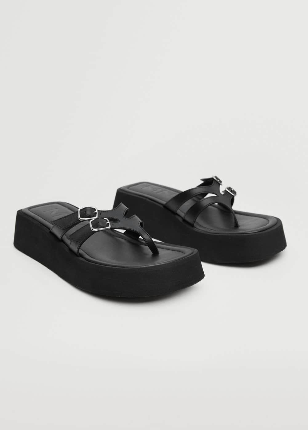 Mango Platform Leather Sandals