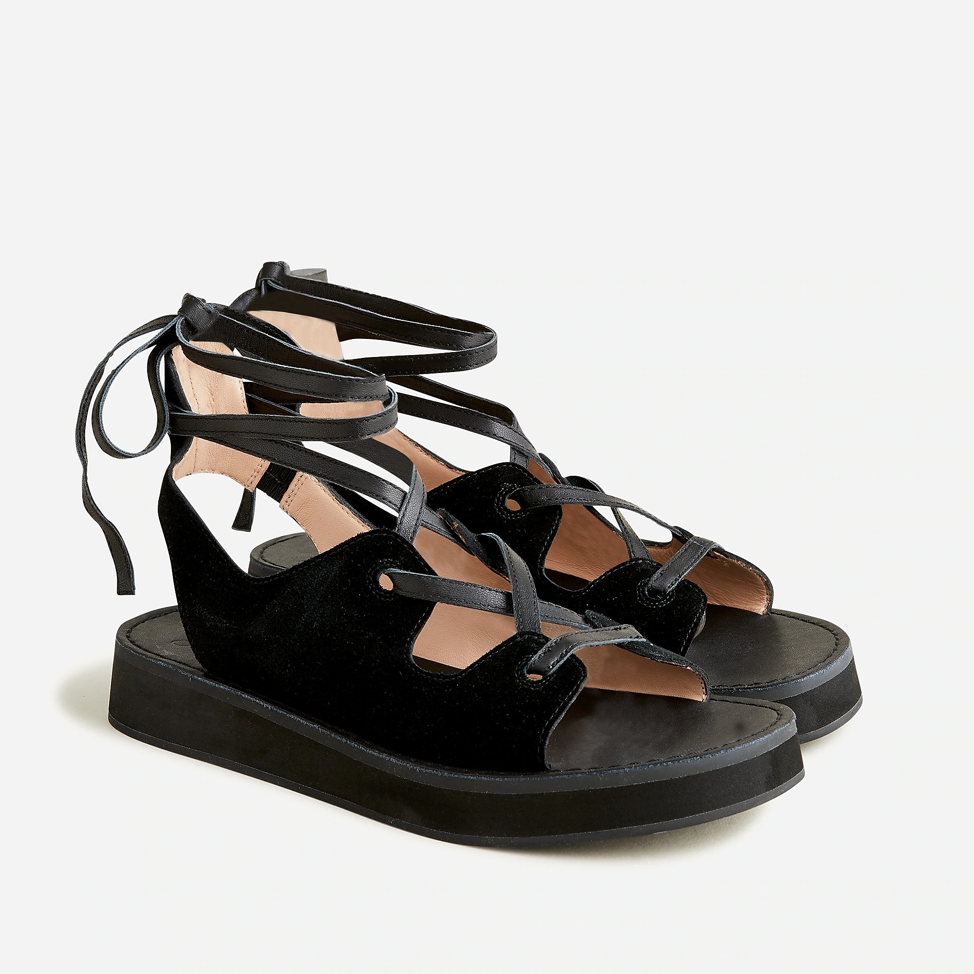 J.Crew Lace-Up Mini Wedge Sandals in Suede