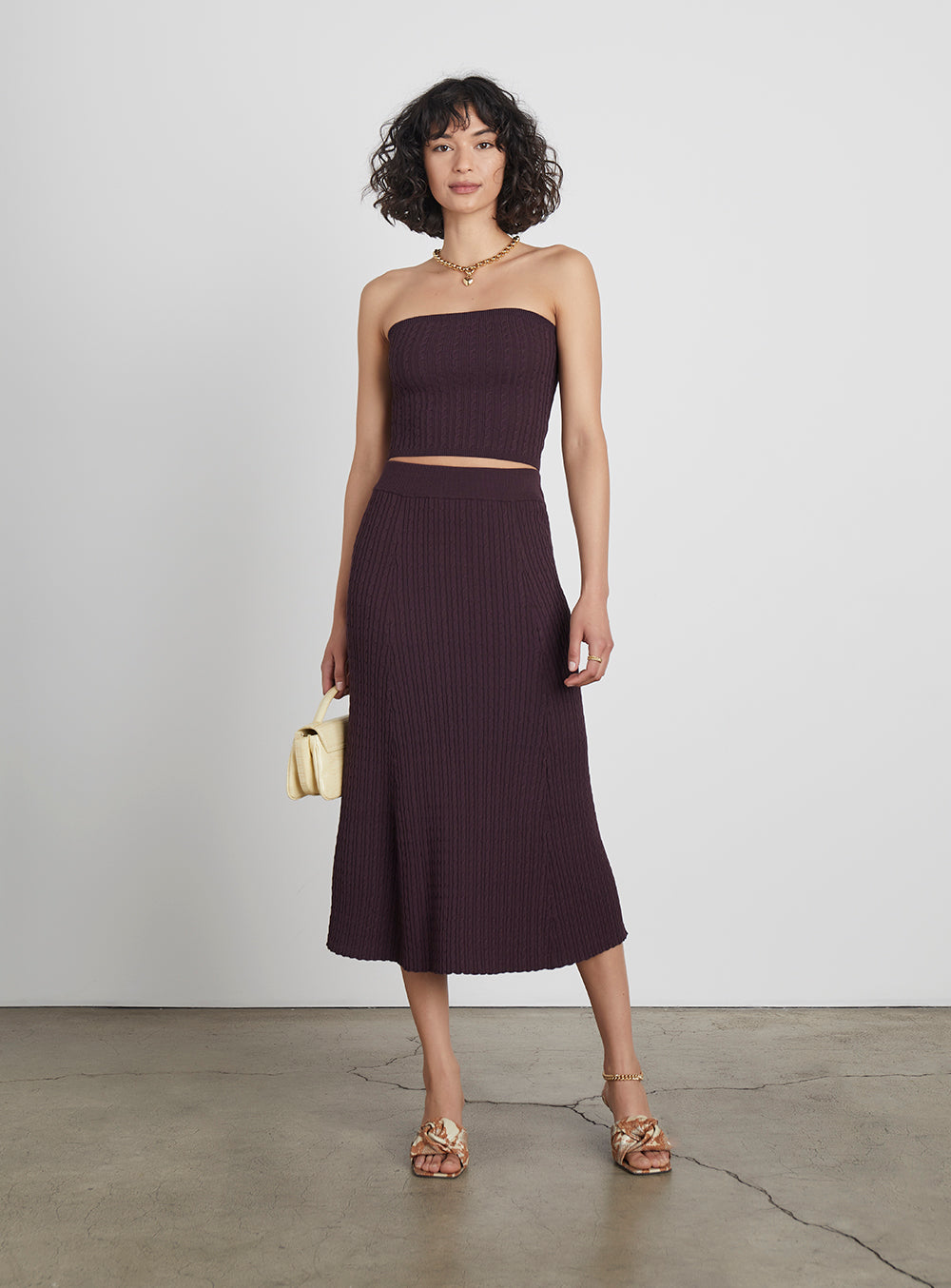 Who What Wear Collection Aspen Cable Knit Midi Skirt