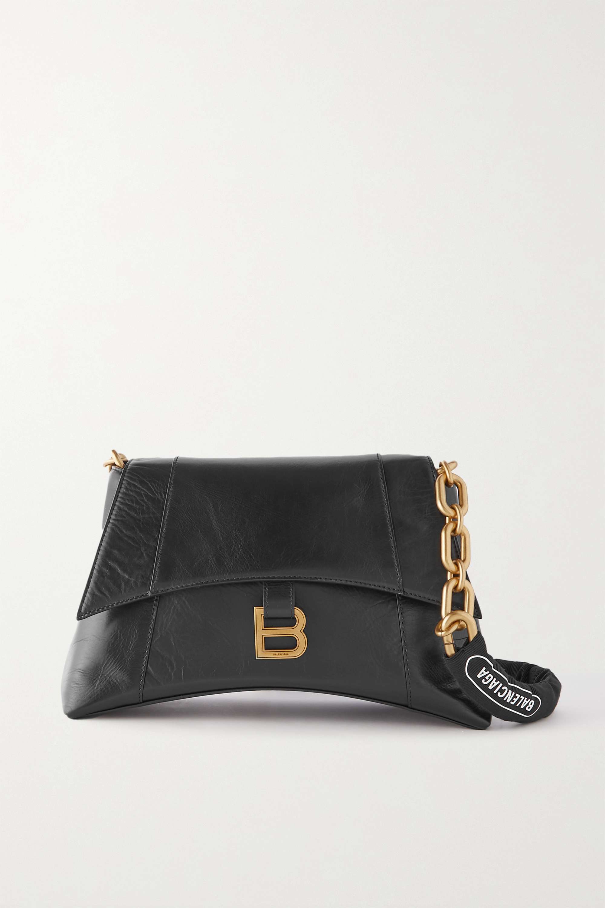 Balenciaga Lindsay Small Buckled Metallic Crinkled-leather