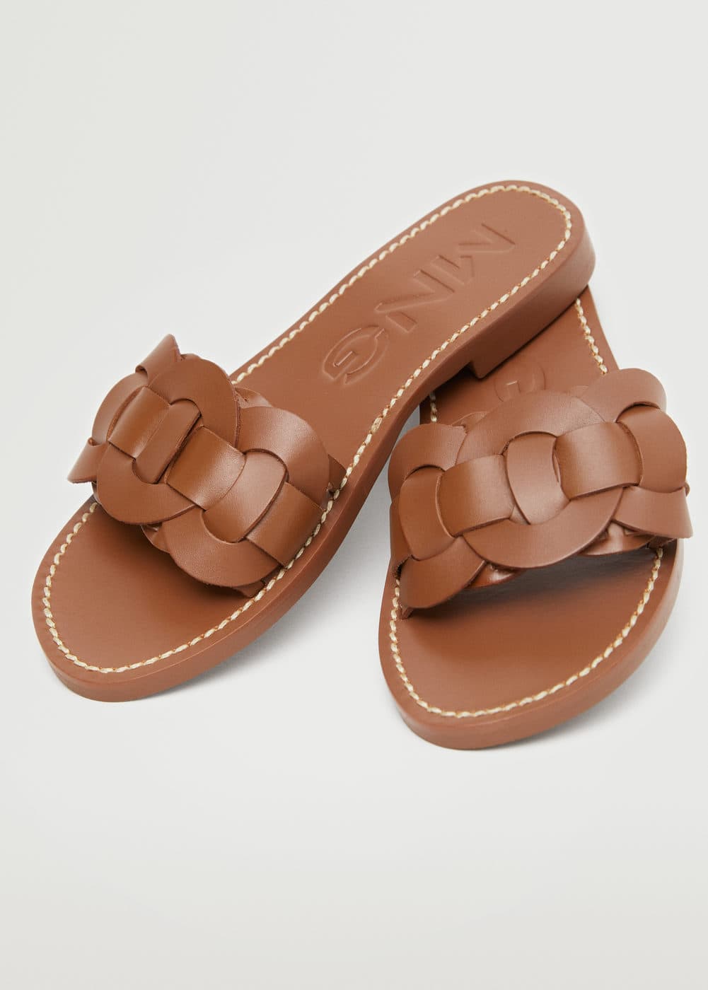 Mango Leather Braided Sandals