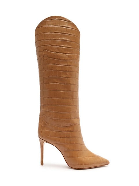 Schutz Maryana Croc-Embossed Leather Knee-High Boot