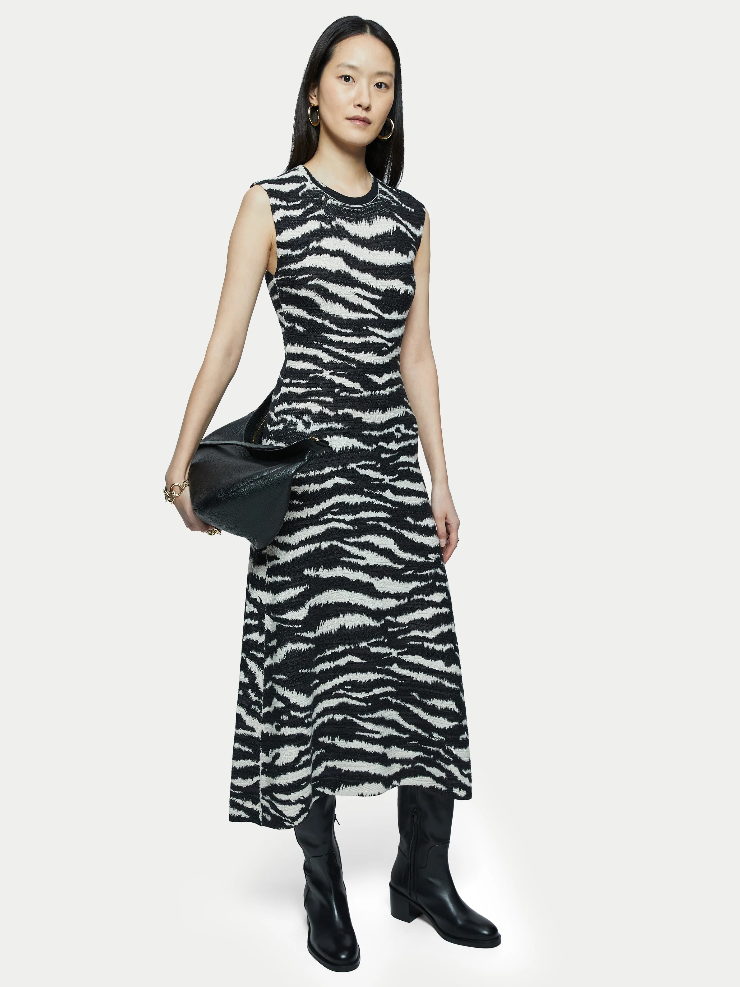 Платье миди с принтом Jigsaw Zebra