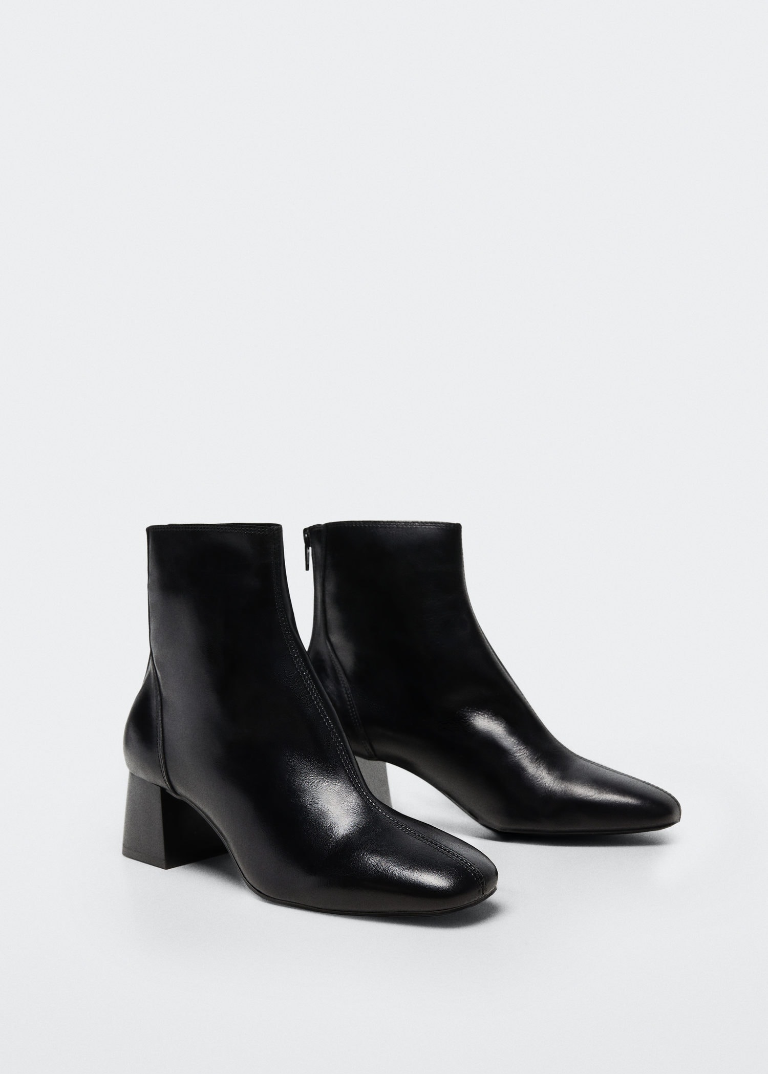 Mango Heel Leather Ankle Boots