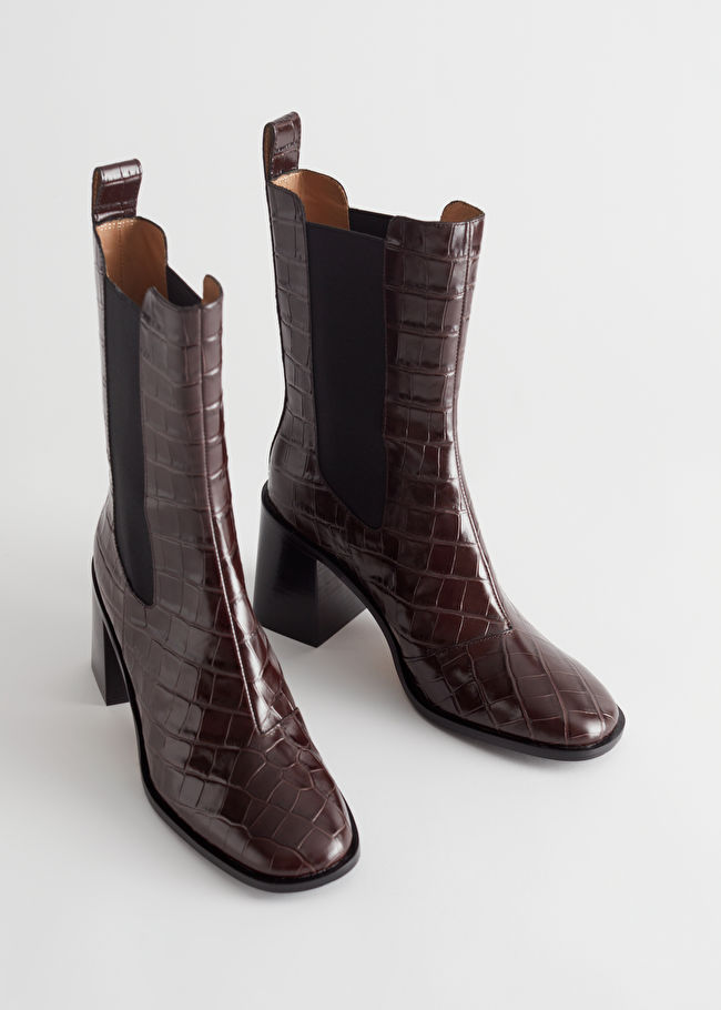 & Other Stories Heeled Leather Chelsea Boots