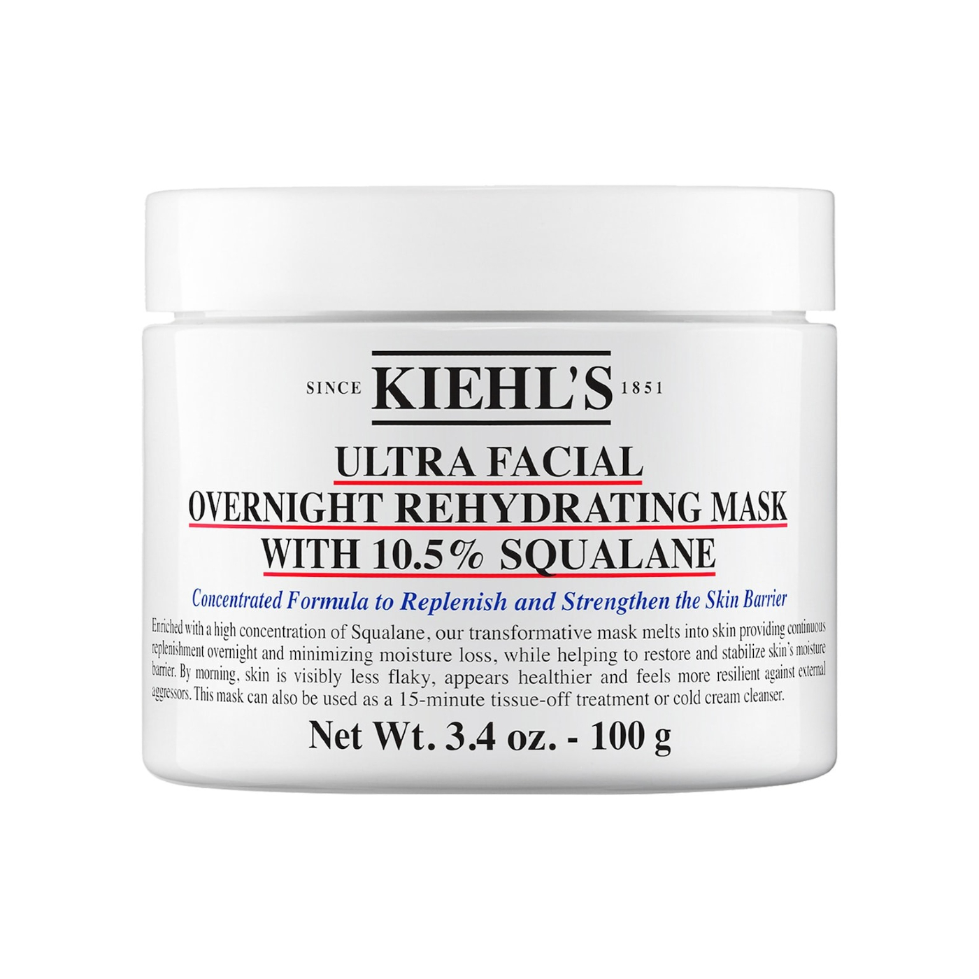 Kiehl's Since 1851 Ultra Facial Overnight Hydrating Face Mask with 10.5% Squalane
