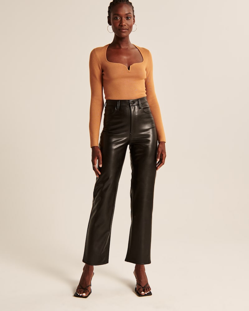 Abercrombie & Fitch Vegan Leather Ankle Straight Pants
