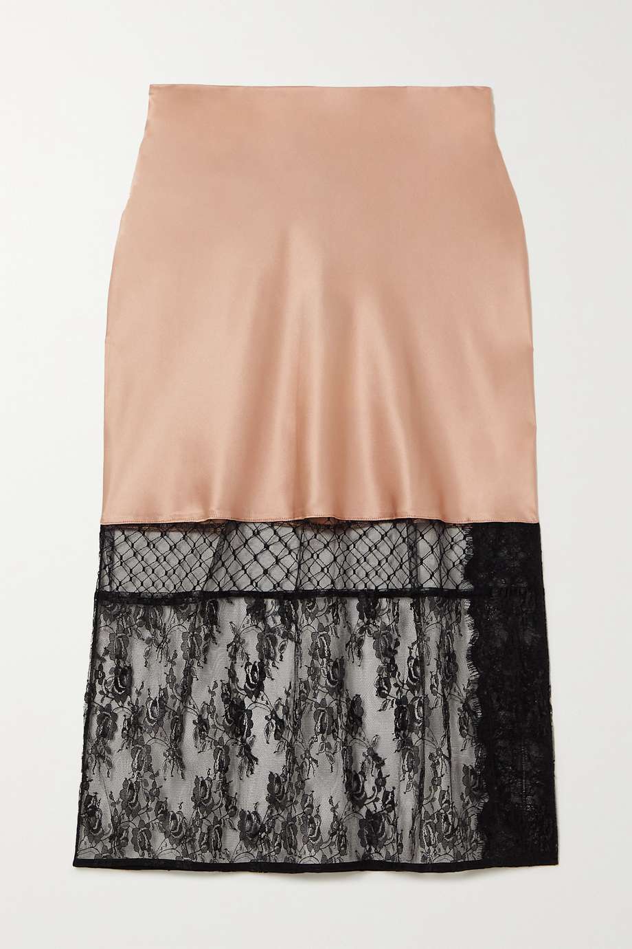 Sleeping With Jacques Francine Lace and Tulle-Trimmed Silk-Satin Skirt