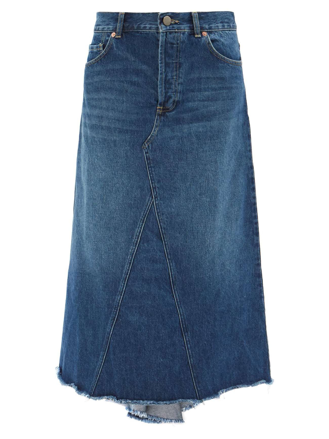 Raey Raw-Hem Organic-Cotton Blend Fishtail Denim Skirt