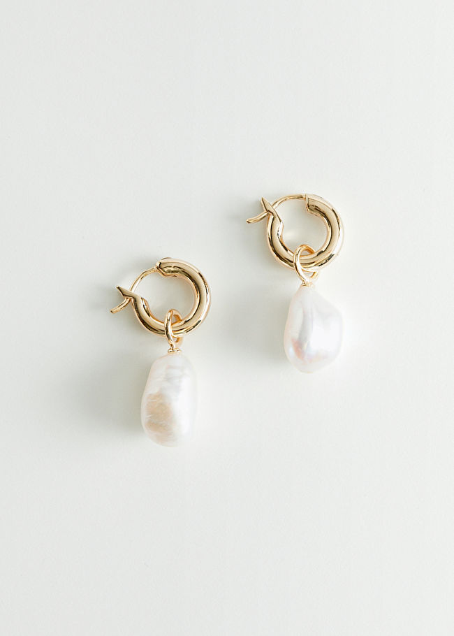 & Other Stories Pearl Charm Sterling Silver Earrings
